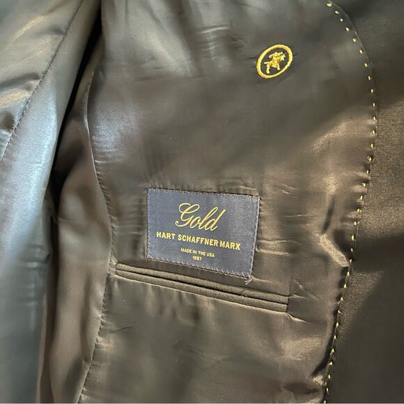 HART SCHAFFNER MARX GOLD Black  Sport Coat Blazer Jacket 42L - Picture 5 of 9